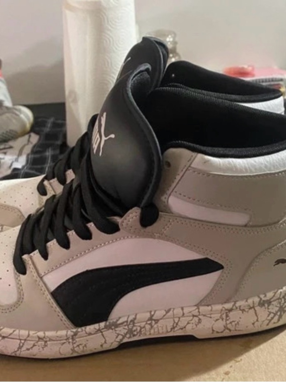 Puma Men’s High-Top Athletic Sneakers - Black, White & Gray